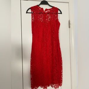 Calvin Klein red lace dress. Like new - size 6.